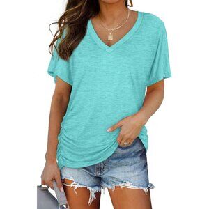Women's Aqua Summer T-shirts Short Sleeve Fit Shirts Spring Fashion